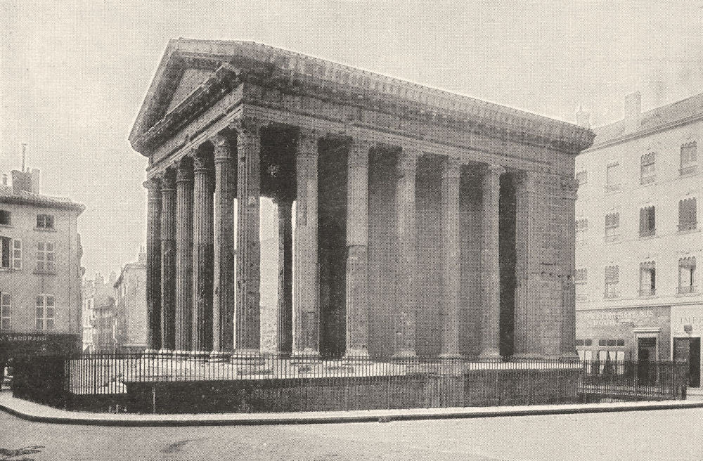 ISÈRE. Temple D'auguste et de Livie, a Vienne 1900 old antique print picture